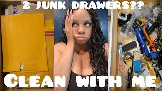 CLEAN WITH ME | 2 JUNK DRAWERS | KITCHEN CLEAN UP #cleanwithme #kitchenorgnizer #fyp 