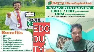 Satya Microcapital Limited || 12Th Pass job EDO Duty Responseblity #careeradvice #microfinance