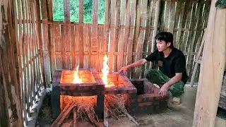 Binh's daily life: Catching fish to sell, building a new fireplace with bricks.