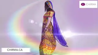 A-7 Authentic Afghani dress with vibrant purple scarf
