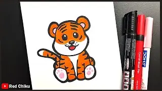 Tiger Drawing Most Simple Ever | Royal Bengal Tiger Drawing | Dibujo de tigre m&aacute;s simple que nunca