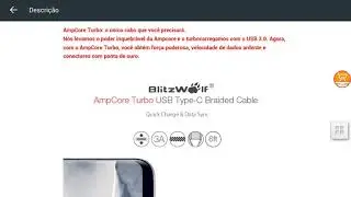 Banggood loja Compre cabo usb ⚫ BlitzWolf&reg; AmpCore Turbo BW-TC10 3A Braided Durable USB 3.0 to Type-