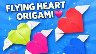 Как сделать летающее сердце оригами 💖 Простое бумажное сердце с крылышками