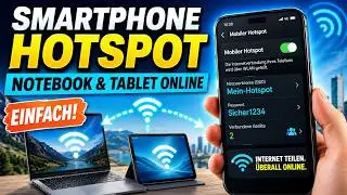 WLAN Hotspot &uuml;ber das Smartphone einrichten - &uuml;berall im Internet mit Notebook Laptop & Tablet Tipp