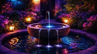 Dream in Neon: Garden Fountain Sleep Ambience | No Ads | 11:11:11 | Deep Sleep, Insomnia, Relaxation
