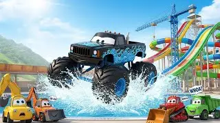 Monster Trucks Joins the Team! 🚚 Building a Water Park | Adventures Beasties