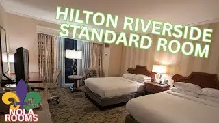 Hilton New Orleans Riverside Standard 2 Queen Room Tour