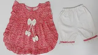 Cute baby dress 🥰frock top and capri baby top and short pant cutting and stitching 2-3 baby dress