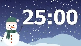 25 Minute Happy Winter Snowman Timer (Calm Snow Piano Alarm at End, No Music)