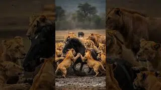 The Lion attacking a horse in the mud #wildlife #disneyanimation #attack #lion #disneymovie #animals