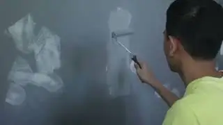 GREY GEOMETRIC WALL ROOM MAKEOVER DIY Minimalist Style + LED Lights