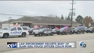 Law enforcement agencies escort body of slain Wayne State officer Collin Rose