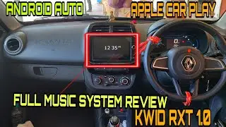 Kwid rxt 1.0 full music system review,android auto,apple car play,bluetooth, video,fm/am,usb