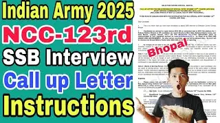 Indian Army SSC NCC-123rd SSB Interview Call up Letter Instructions Download 2025