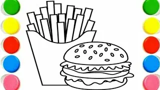 Красивый бургер 🍔 Рисование, раскрашивание и живопись для детей и малышей_ Детское искусство #рис...