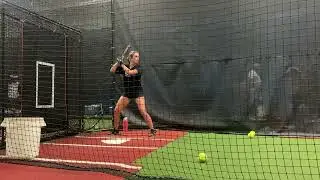 Hitting off the machine with Coach Blanco