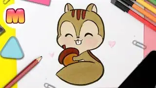 COMO DIBUJAR UNA ARDILLA KAWAII - Dibujos kawaii faciles - Aprender a dibujar animales kawaii