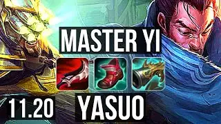 MASTER YI vs YASUO (MID) | 20/1/5, Legendary, 900+ games, Rank 14 Yi | BR Master | v11.20