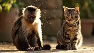 Cute Cat & Monkey Story 😺🐒