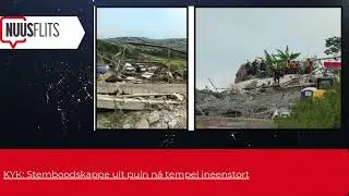 KYK: Stemboodskappe uit puin n&aacute; tempel ineenstortVerskeie foto&rsquo;s en video&rsquo;s in berig.