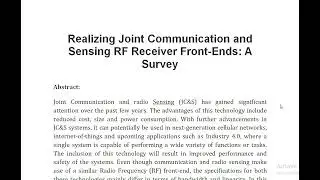 Realizing Joint Communication and Sensing RF Receiver Front Ends A Survey