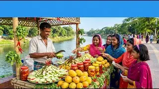 Amazing Bangladeshi Tropical Fruits Mango, Banana and Pickles | Bangladesh Street Food