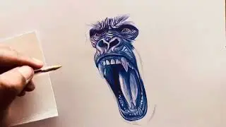 Gorilla freehand drawing | pen drawing 