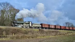 Great Western new build steam locomotive 6880 Betton Grange on the Vans on the Great Central Railway