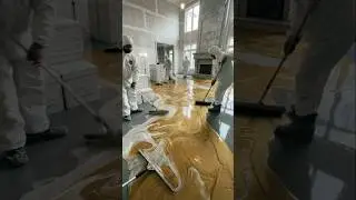 From Trash to LIQUID GOLD Floor! | Epoxy Floor #shorts