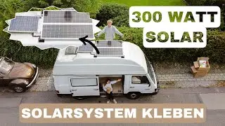 Solar im Camper Solarpanel auf dem Van montieren (kleben) und anschließen  VLOG DIY #vanausbau