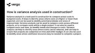 Variance Analysis in Construction: Explained