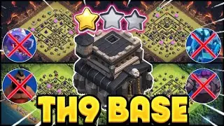 BEST-05 UNBEATEN TH9 WAR / FARM / RANK BATTLE / CWL BASE WITH LINKS || TH9 ANTI AIR ATTACK || ANTI 3