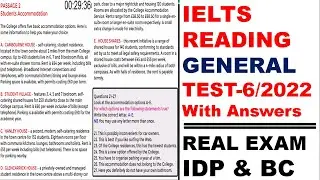 IELTS Reading Actual Test 6 With Answers 2022 | General Training | BC & IDP | 14-07-2022