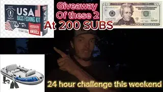 24 Hours ALONE on a Raft at SENECA LAKE OH + Bass Fishing Kit & $20 Giveaway at 200 SUBS! AUG 9-10th