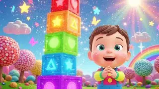 Six Colorful Blocks Stack Up Tall 🧱 | Shape & Colour Song for Kids | Preschool Building Rhyme