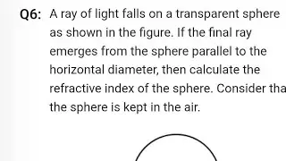 A ray of light falls on a transparent sphere as shown in the figure. If the final ray emerges from