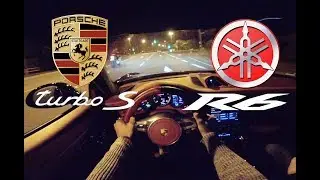 2014 PORSCHE TURBO S 991 SPEED RUN YAMAHA R6 - ORGASMIC EXHAUST SOUND ACCELERATION TEST POV DRIVE