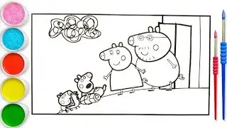 Peppa Pig and George Bed Drawing, Painting & Coloring For Kids and Toddlers_ Kids Art