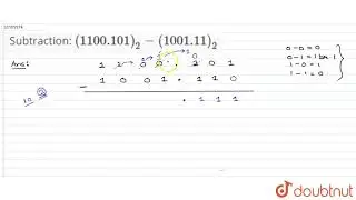 Вычитание: `(1100.101)_(2)-(1001.11)_(2)`