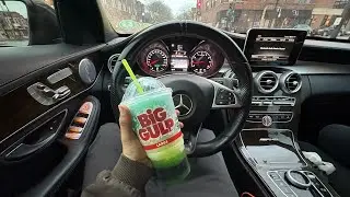 DRIVING MY AMG TO GET A SLURP ( HEAD CAM POV)