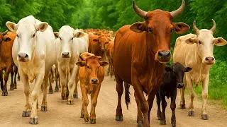 Video of Thousands of Tame Cows Roaming the Streets - Funny Cows, Cows, Dancing Cows, Cow Sounds. 1