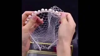 Elegant Pearl Cage Fishnet Blusher Veil | Bridal Face-Framing Wedding Accessory Try-On