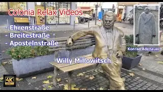 K&ouml;ln / Cologne &diams; Ehrenstra&szlig;e &diams; Breitestra&szlig;e &diams; Millowitsch Denkmal &diams; Adenauer Statue &diams; St. Aposteln