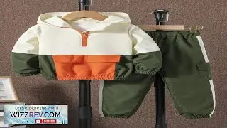 SHEIN Young Boy Colorblock Half Zip Hoodie & Flap Pocket Pants