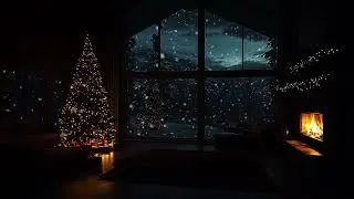Warm Winter Cabin Night | Fireplace Glow and Snowstorm Ambience for Deep, Peaceful Sleep