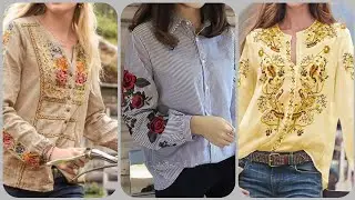 beautiful embroidered cotton blouse and top styles for women's 2019