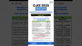 🚨 OJEE 2025 MBBS/BDS 3rd Round Counselling Revised Schedule Out! | Official Update