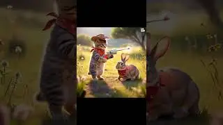Meow with a rabbit!#FunnyCat #GangsterCat #CatWithGun #MeowAttack #Shorts