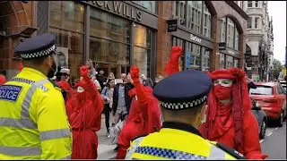Power, Beauty, Love: Red Rebels, Police and Samba Scene at Extinction Rebellion, London (Aug '21)