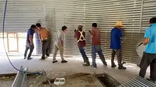 Install the silo body steel plate #grainsilo #tsesilo #flourmill flour mill silo project